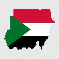 Sudan map silhouette with flag. vector