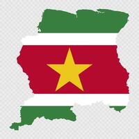 Surinam map silhouette with flag. vector