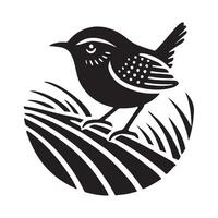 Eurasian Wren Silhouette Illustrations for Bird Conservation and Nature Themes vector