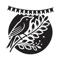 Indigo Bunting Silhouette Illustrations for Website and Mobile App Icons vector