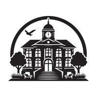 Creative School Silhouette Graphics for School-Related Designs vector