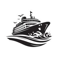 Cruise Ship Silhouette Illustrations for Travel Blogs and Websites vector