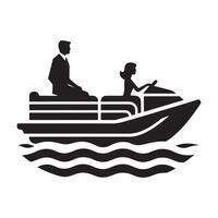 Pontoon Boat Silhouette Art for Boating Enthusiast and Travel Websites vector