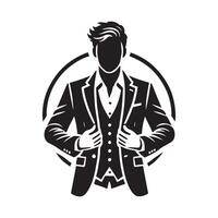 Creative Men Blazer Silhouette Illustrations for Wedding and Event Branding vector