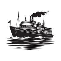 Ferry Silhouette Illustrations for Marine-Themed Merchandise vector