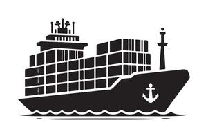 Cargo Ship Silhouette Illustrations for Web Design and User Interface Elements vector