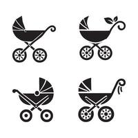 Newborn Baby Carriage Silhouette Illustrations for Custom Art and Printables vector