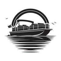 High-Quality Pontoon Boat Silhouette Vectors for Nautical Graphic Designs