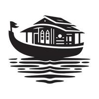 Nautical Houseboat Silhouette Illustrations for Custom Designs and Branding vector