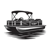 Stylish Pontoon Boat Silhouette Illustrations for Boat Shows and Events vector