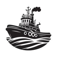 Tugboat Silhouette Illustrations for Digital Products and Print Materials vector