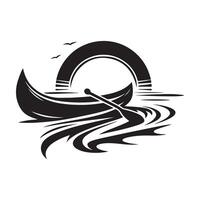 Canoe Silhouette Illustrations for River and Lake Exploration Graphics vector