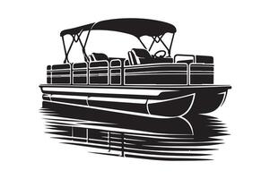 Pontoon Boat Silhouette Illustrations for Travel, Leisure, and Boating Adventures vector