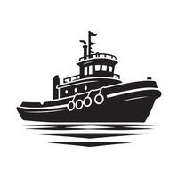 Tugboat Silhouette Illustrations for Custom Art, Decor, and Branding vector