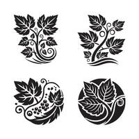 Vine Leaf Silhouette Illustrations for Branding, Digital and Print Art vector