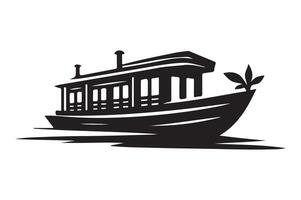 Houseboat Silhouette Illustrations for Waterfront Event and Party Graphics vector
