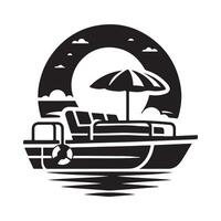 Pontoon Boat Silhouette Illustrations for Eco-Tourism and Nature Designs vector