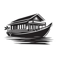 Houseboat Silhouette Illustrations for Digital Art, Web Design, and Branding vector