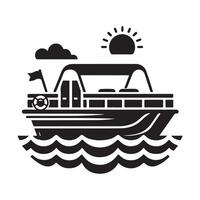 Creative Pontoon Boat Silhouette Illustrations for Custom Invitations and Cards vector
