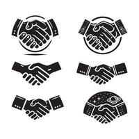 Stylized Handshake Silhouette Illustrations for Professional Use vector