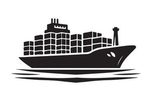 Cargo Ship Silhouette Illustrations for Environmental and Ocean Conservation Graphics vector