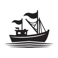 Fishing Boat Silhouette Illustrations for Logos, Icons, and Web Graphics vector