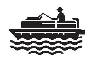 High-Resolution Pontoon Boat Silhouette Illustrations for Commercial Use vector