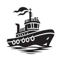Tugboat Silhouette Vectors Illustrations Perfect for Waterway and Port Graphics