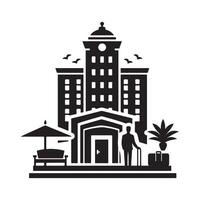 Hotel Silhouette Illustrations for Travel Guide and App Design vector