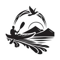 Kayak Silhouette Illustrations for Digital Art and Nature-Themed Projects vector