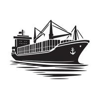 Stylish Cargo Ship Silhouette Illustrations for Marine and Navigation Graphics vector