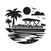 Pontoon Boat Silhouette Illustrations for Summer-Themed Web and Print Media vector
