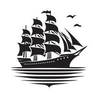 Nautical Ship Silhouette Illustrations for Retro-Themed Graphics vector