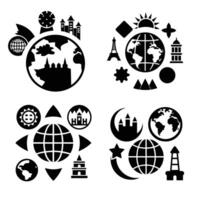 Silhouette world icons design vector
