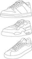 Set of shoes icon isolated Running shoes line and icon, sneakers in different styles, Flat Silhouette Shoes or Sneakers Icon vector