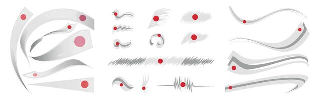 japanese flag set elements, illustration on a white background vector