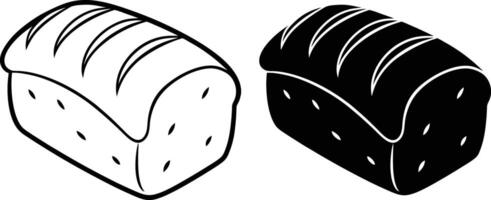 Loaf Bread Bakery Outline and Solid Graphic Illustrations vector