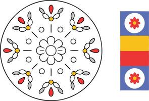 Circular Floral Mandala Design with TriColor Vertical Banner vector