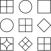 Geometric Shapes Circles, Squares, and Divided Grids vector