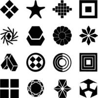 Geometric Shapes Abstract Black and White Icon Set Design vector