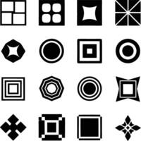 Geometric Shapes Black and White Abstract Square Circle Star Icons vector