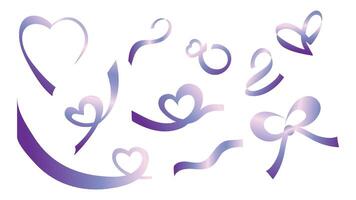 Purple Gradient of Heart shape ribbon Graphic vector
