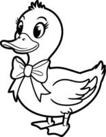 Duck with Bow Outline vector