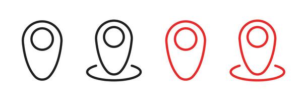 Location or map pin icon symbol set. Map pin line editable stoke vector