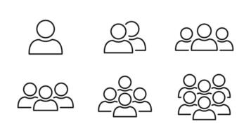 People icon set line style. Perfect for group, team, organization, community, population, audience, member. Editable stroke vector