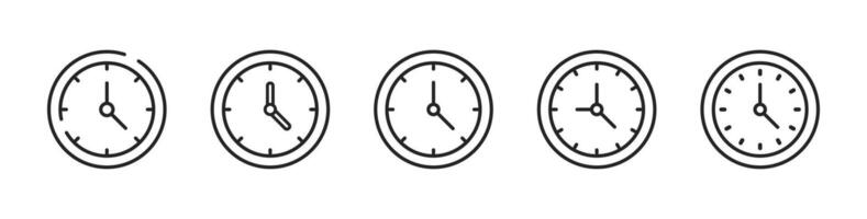 Clock time icon set. Hours dial, Watch time, Wall clock icon. Schedule timer vector