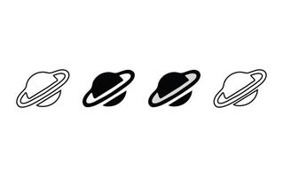 Planet Saturn with planetary ring system flat , silhouette icon isolated on white background. icon for astronomy apps and websites vector