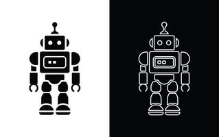 Robot icon illustration, solid outline, isolated on white background vector