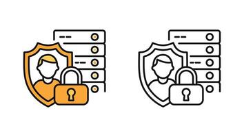 Safeguarding data icon, outline, Isolated on white background, illustration vector
