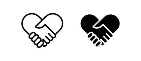 Heart Shaped Handshake Line Icon. Heart handshake icon in different style, illustration vector